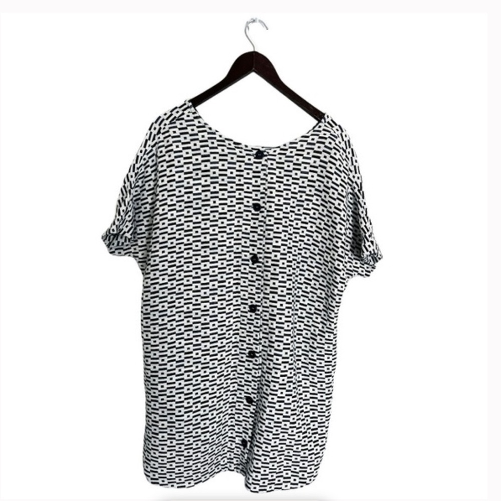 Billy Reid Black blue and White Geometric Mini Dress